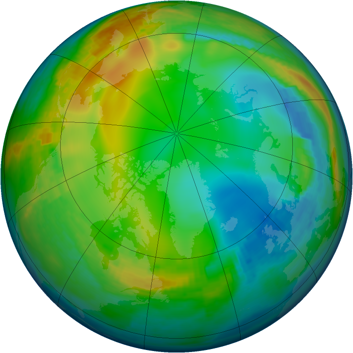 Arctic ozone map for 30 December 1991